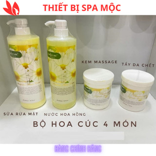  Bộ Chăm Sóc Da Mặt Hoa Cúc Gồm: Kem Massage Sữa Rửa Mặt Nước Hoa Hồng Tẩy Da Chết Dùng Trong Spa Và Cá Nhân 