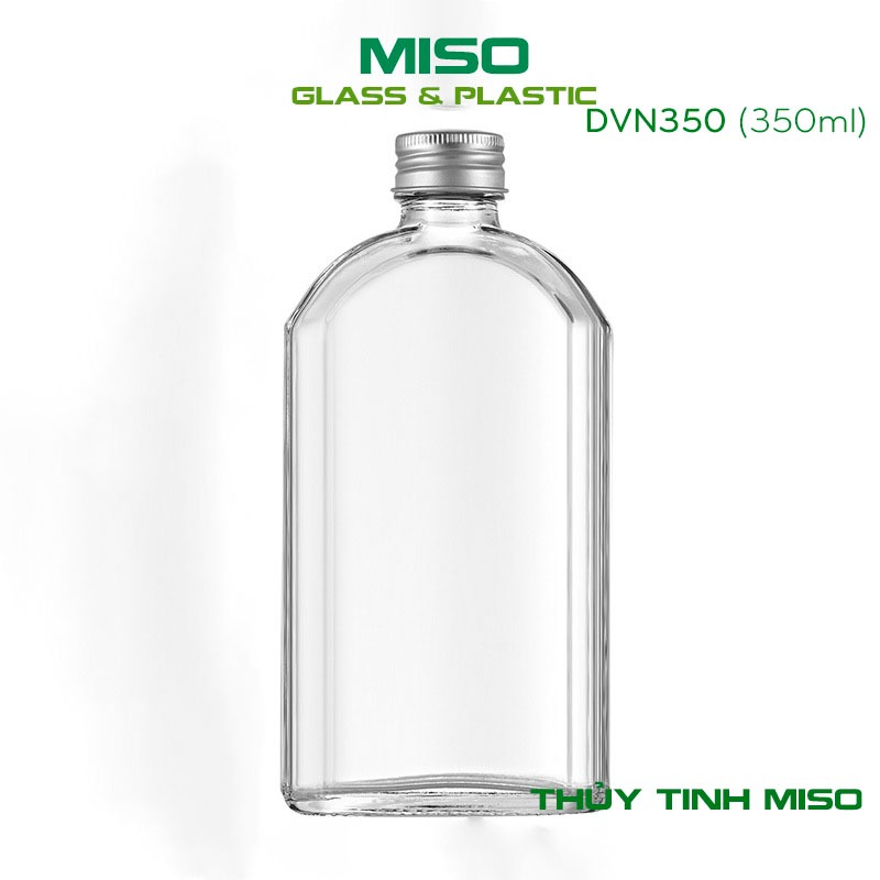 Bộ 4 Chai thủy tinh dẹp 350ml DVN