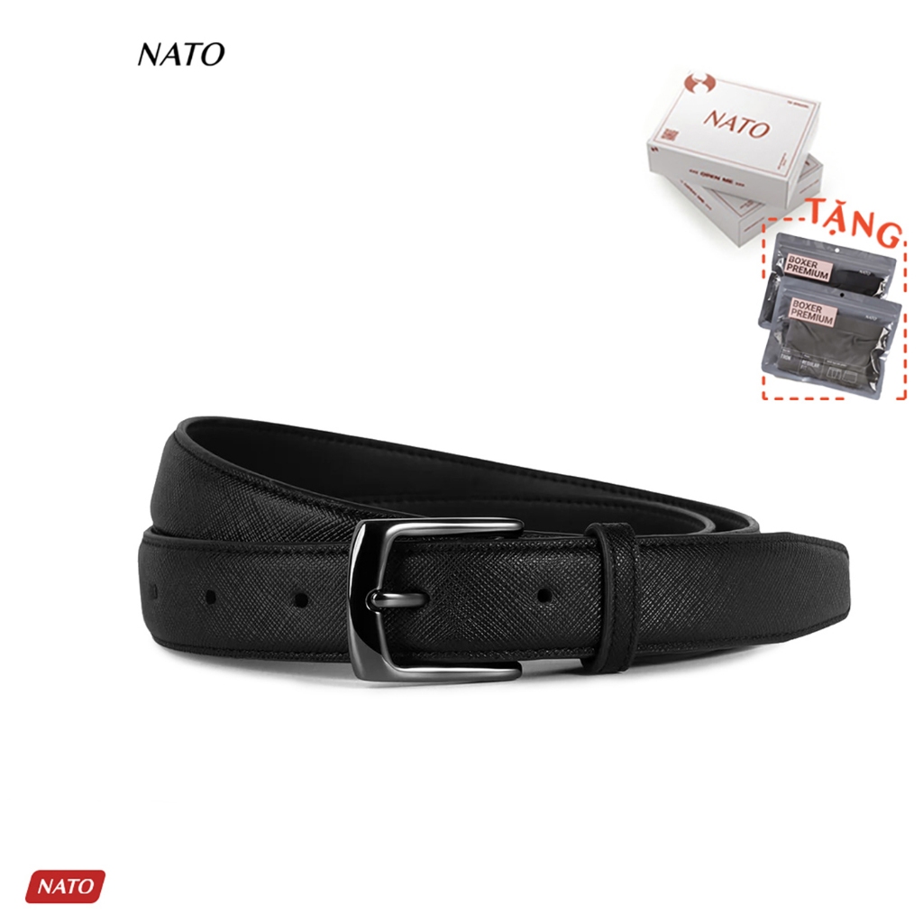 Thắt Lưng Nam Nato Frankie Bản Nhỏ 3.0cm Khóa Lỗ Kim Da Bò Cao Cấp Bền Đẹp Màu Đen Đơn Giản Lịch Sự