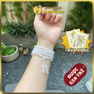 Chuỗi Đeo Tay 108 Hạt Đá T A Trắng Size 6li Nhỏ, Vòng Tay Nữ - Chuỗi Hạt Phật Giáo Thanh Tẩy Tâm Trạng - C38