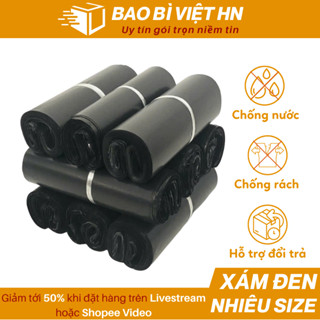 HỎA TỐC Túi Niêm Phong Màu Xám Đen Nhiều Size, Siêu Dai Chống Nước, Túi Đóng Gói Hàng PE 3 Lớp - BBV