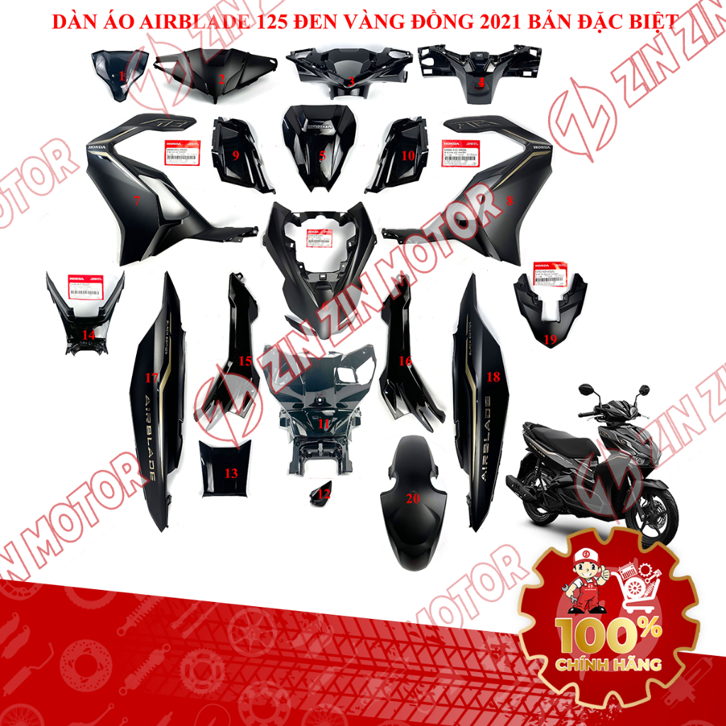 Dàn Áo AB 2020, AirBlade 125 Đen Nhám 2021 Phiên Bản Đặc Biệt Chính Hãng - ZZM
