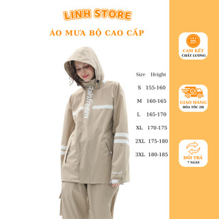 Áo mưa bộ người lớn cao cấp chống thấm nước tuyệt đối mũ liền, hàng Quảng Châu cao cấp AMNL01