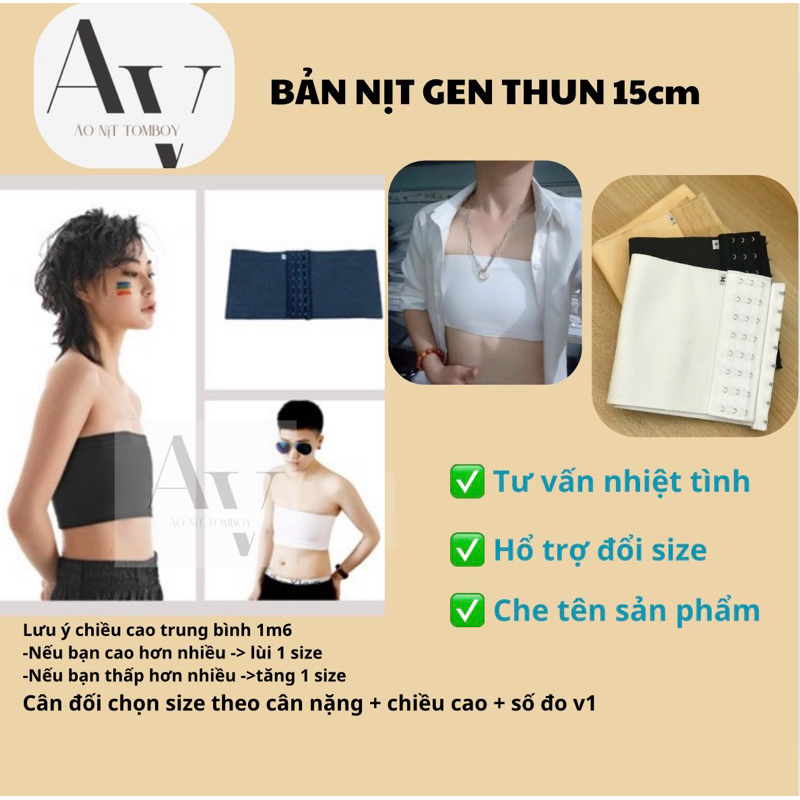 BẢN NỊT NGỰC GEN THUN 15cm chất mát, nịt bó sát