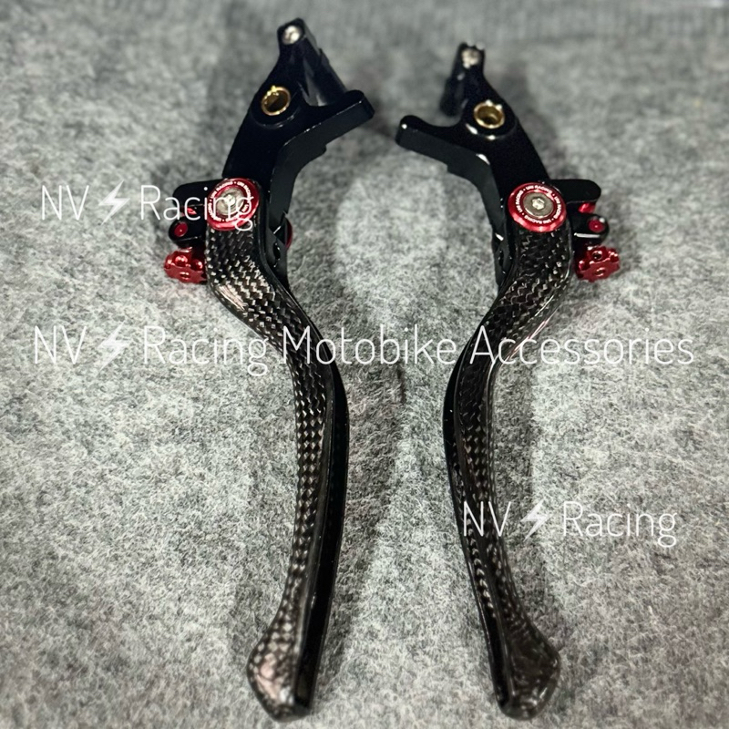 Bộ tay thắng SH 2 đĩa phũ carbon fiber xịn siêu bóng