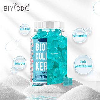[24H] Kẹo dẻo BIYODE 60 biotin bổ sung canxi cải thiện móng tay thúc đẩy mọc tóc bổ sung vitamin D3+B1+B2+B6+B12+A