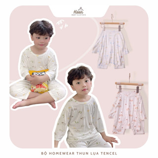 Bộ quần áo Homewear lửng cho bé vải thun tencel điều hoà chống muỗi từ 9-22kg HEENSTORE (GIẶT NHẸ)