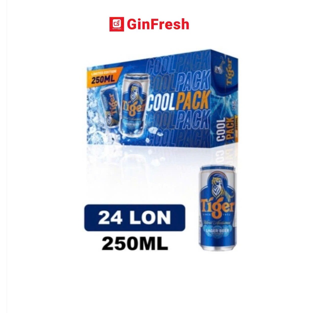 [HỎA TỐC HCM] Thùng 24 Lon Bia Tiger Nâu CoolPack 250ml/Lon