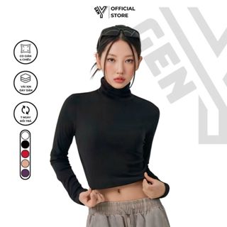 Áo cổ lọ nữ dài tay GenY dáng áo croptop tôn eo ôm body chất vải gân len mềm mại co giãn ADT13
