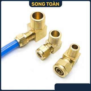  Đầu Nối Co Ren Ngoài Ống Mềm Nối Co Ren Ngoài Siết Ống Mềm Phi 6 8 10 12mm- Đồng Thau 