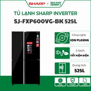 Tủ lạnh Sharp Inverter 525 Lít 4 cửa SJ-FXP600VG-BK | Tủ lạnh 4 cửa bộ lọc Nano khử mùi