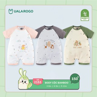 Bộ body cài lệch cộc tay UALA ROGO  màu viền Body đùi vải sợi tre bamboo mát mỏng 2151