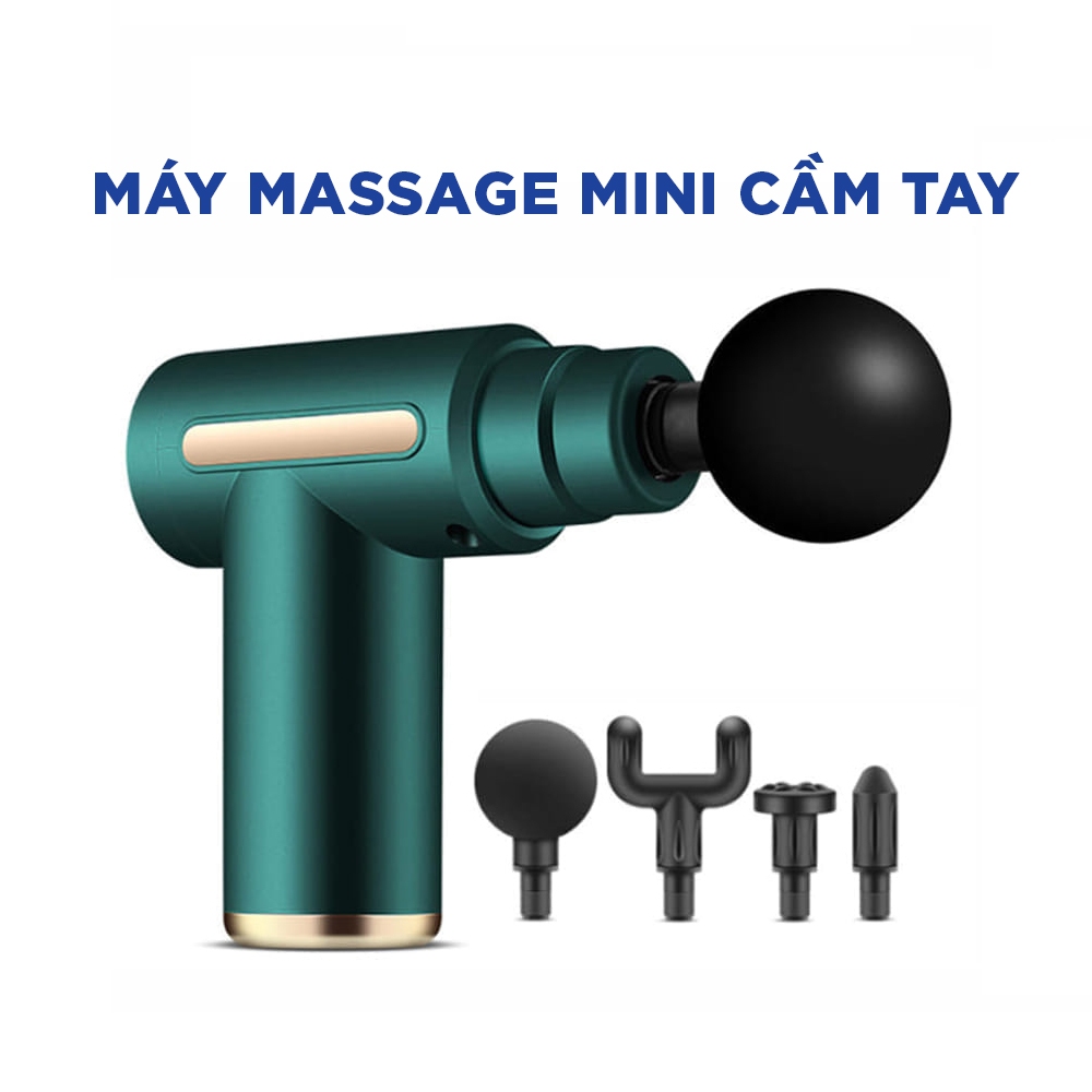 Máy Massage Mini Cầm Tay Nhỏ Gọn Đa Năng 6 Chế Độ 4 Đầu Dung Lượng Pin 1200mAh Tiện Dụng