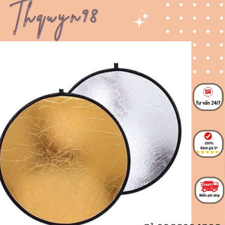 Tấm hắt sáng, tấm phản quang tròn kích thước 30cm/60cm/80cm/100cm 2 màu trong 1 vàng/bạc dùng tăng sáng chuyên nghiệp