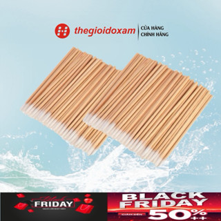 Tăm Bông Cán Gỗ Đầu Nhọn [TRỢ GIÁ] tăm gỗ dùng bôi Tê, Chà Mực [Gói 100c]