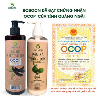 Combo Dầu gội bồ kết cô đặc 🥑 Dầu xả bưởi dừa Boboon chống rụng tóc, sạch gàu, hết nấm ngứa da đầu.
