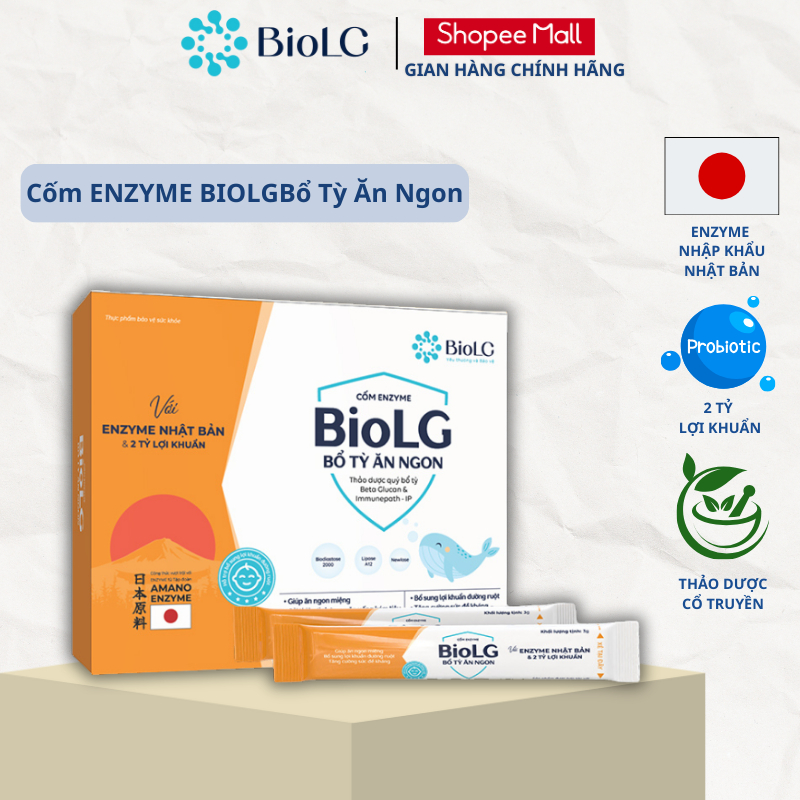 Cốm enzyme BioLG - Bổ tỳ ăn ngon dành cho bé biếng ăn chậm lớn tiêu hóa kém sức đề kháng yếu 20 gói