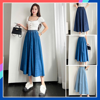  Chân váy jean Bigsize nữ dáng dài chữ A thiết kế cạp chun co giãn Chân váy bò nữ cạp cao che khuyết điểm mặc đi chơiCV63 