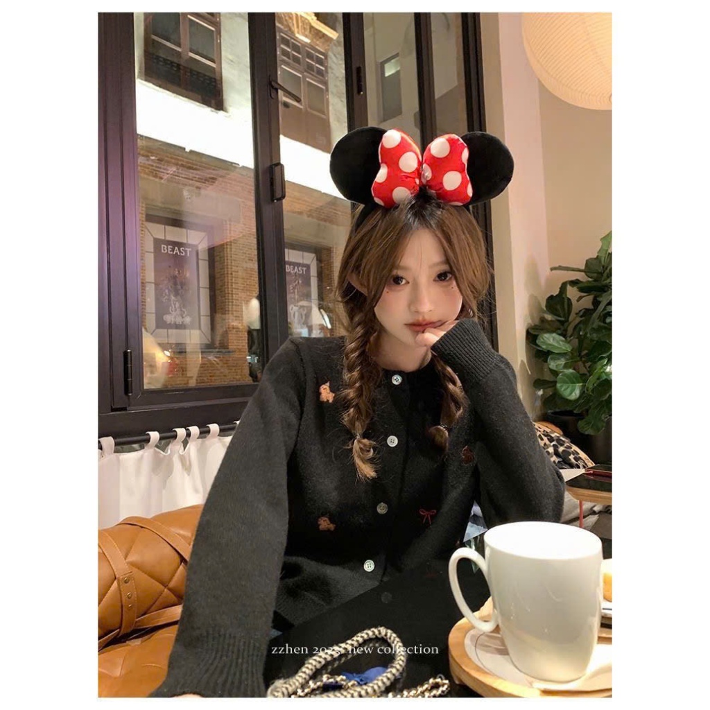 Áo Cadigan Len Lông Thỏ, Áo Len Dệt Kim Hoạ Tiết Thêu Chó Mũ Kèm Nơ Chất Mềm Phong Cách Hàn Quốc Dễ Thương Shopquacam | BigBuy360 - bigbuy360.vn