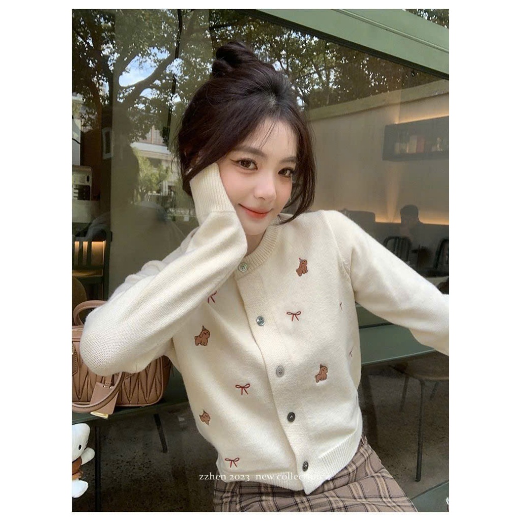 Áo Cadigan Len Lông Thỏ, Áo Len Dệt Kim Hoạ Tiết Thêu Chó Mũ Kèm Nơ Chất Mềm Phong Cách Hàn Quốc Dễ Thương Shopquacam | BigBuy360 - bigbuy360.vn
