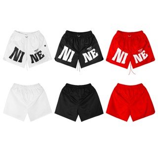 Quần Short Dù Nine Lee 3 Màu Trắng Đen Đỏ In Và Trơn Vải Dù Rộng Rải Thoáng Mát - SD002