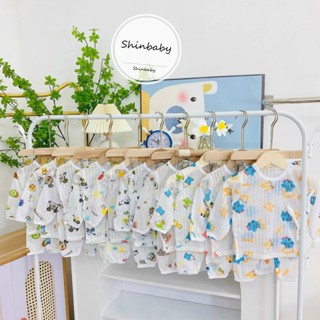 Set 10 bộ cotton giấy dài tay mỏng mát nhiều hình in đẹp cho bé yêu