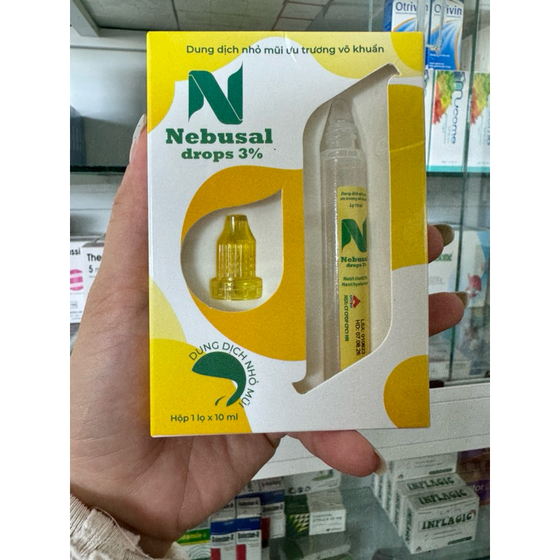 Dung dịch nhỏ mũi ưu trương vô khuẩn Nebusal drops 3% - Hộp 1 lọ 10 ml