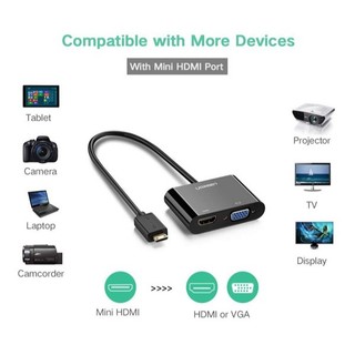 Adapter chuyển đổi mini hdmi to vga + hdmi 40385 ugreenhàng chính hãng