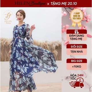 Đầm đi biển dáng maxi suông dài rộng màu sắc dịu mát, thanh lịch - Lally Dress - Helen Boutique