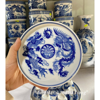 Bộ Ấm Chén Trà Thờ, Ấm Chén Thờ Men Lam Bát Tràng