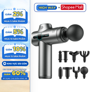 Máy Massage Cầm Tay HIGHWAY ES133 Sạc Pin 8 Đầu Chuyên Dụng 32 Chế Độ Lực Khác Nhau Pin 2500Mah Màn Hình LCD Cảm Ứng