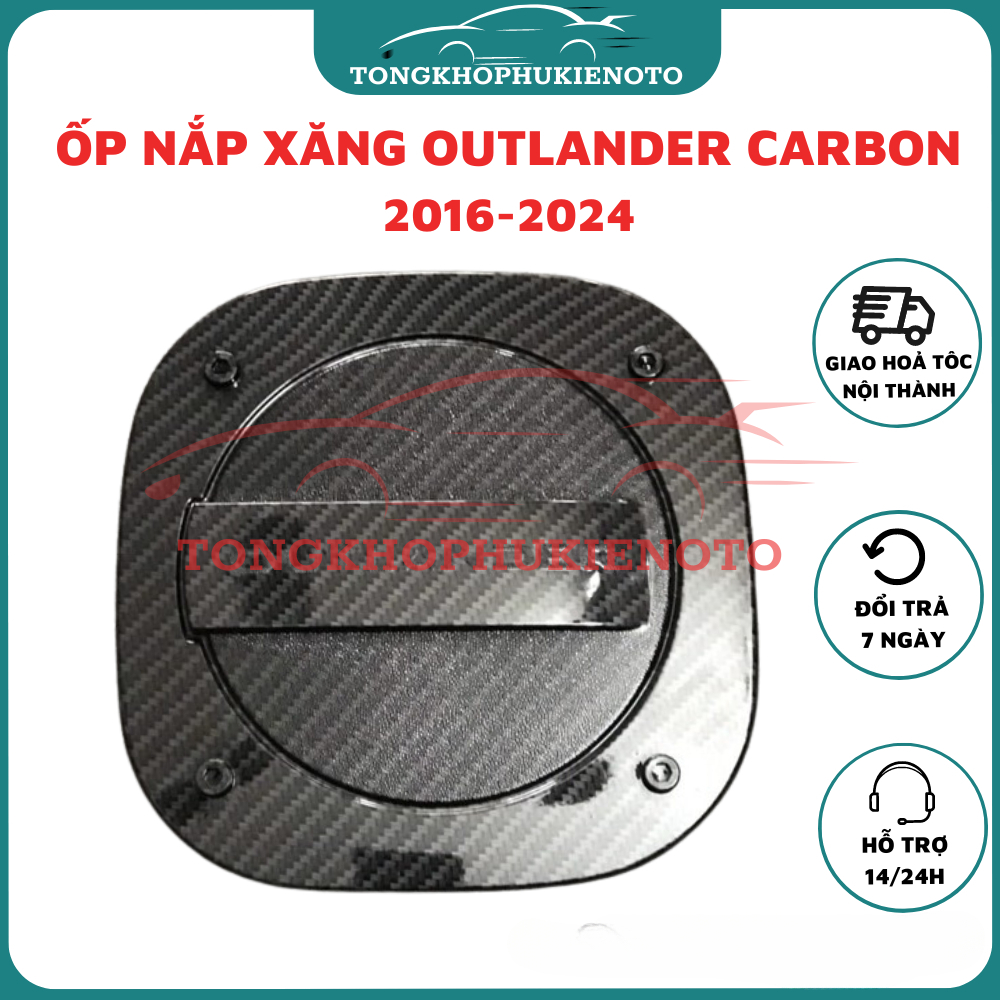 Ốp nắp bình xăng cacbon Mitsubishi Outlander 2018-2025 Vân Carbon cao cấp