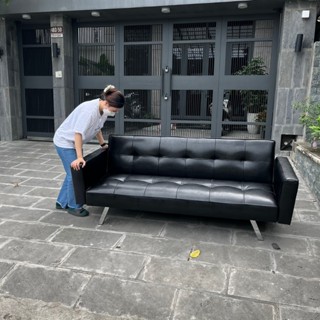 Sofa ghế giường ( sofa bed có tay ) màu đen chất giả da sang trọng giao hàng toàn quốc