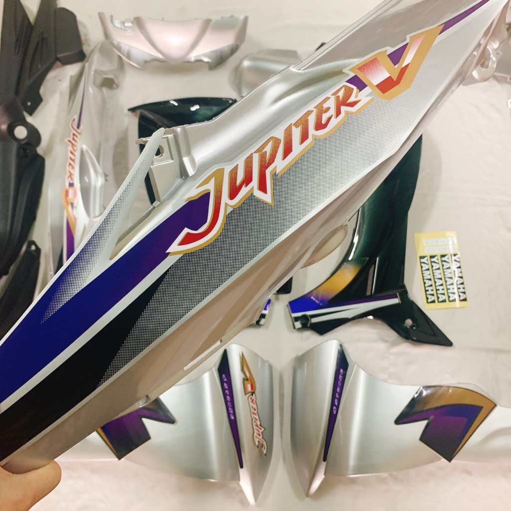 Bộ Dàn áo xe JUPITER V màu BẠC [ Tặng Tem ] nhựa trắng cao cấp LOẠI ĐẸP-Pha đèn jupiter v