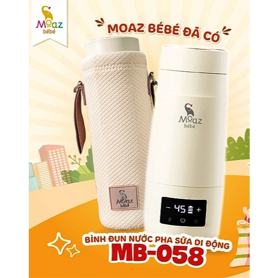 MB058 Kèm túi vải / Máy đun nước, bình đun nước pha sữa di động Moaz BéBé MB-058
