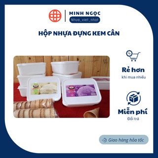 Hộp nhựa đựng kem cân, kem ly sữa chua dẻo, hộp đựng thực phẩm loại 1kg kem