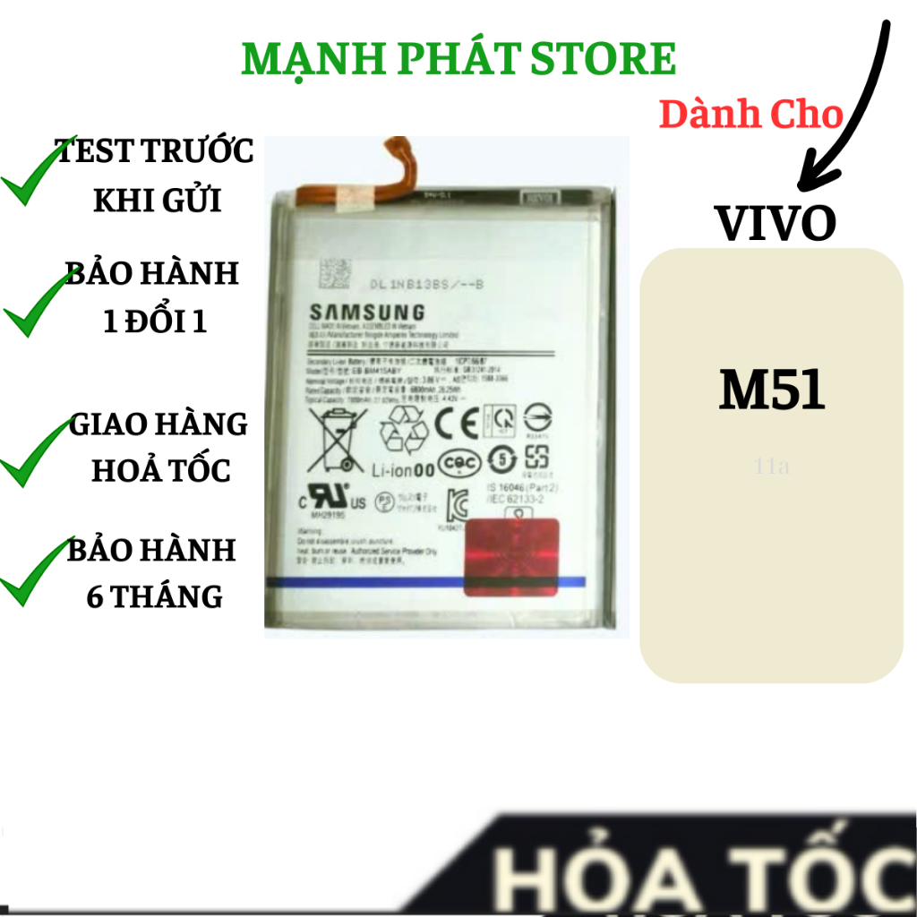 PIN SAMSUNG M51 -BẢO HÀNH 6 THÁNG