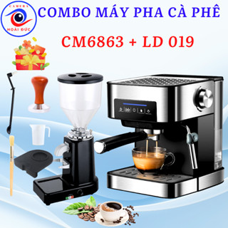 COMBO máy pha cà phê CM6863 và máy xay cafe LD019 - chuẩn vị Espresso - dùng gia đình