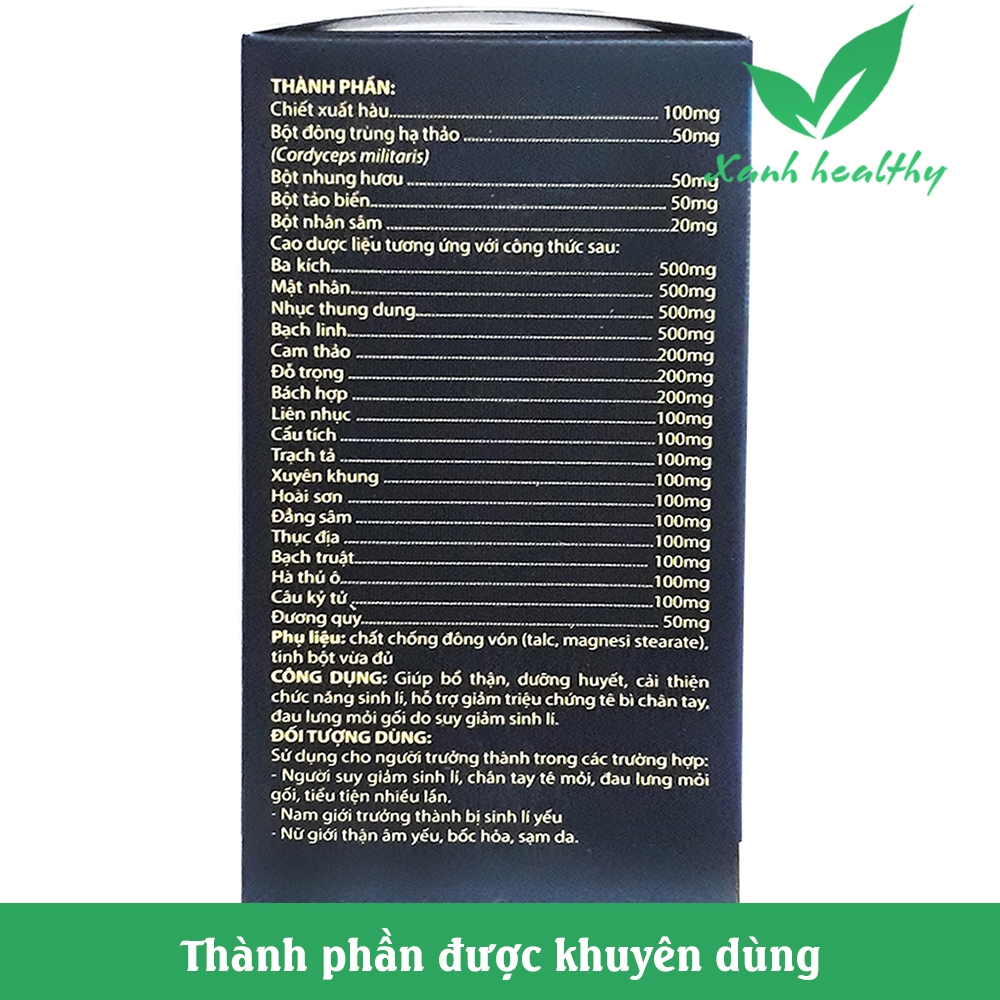 Mãnh lực Cordycep plus Black  -Tinh Chất Hàu,Tảo Biển Đỏ - bổ thận tráng dương tăng cường sinh lực - hộp 30 viên