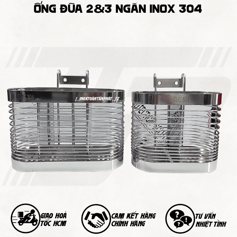 Ống Đũa 2 Ngăn Inox 304 - Ống Đũa 3 Ngăn Inox 304 - Ống Đũa Muỗng Treo Inox 304