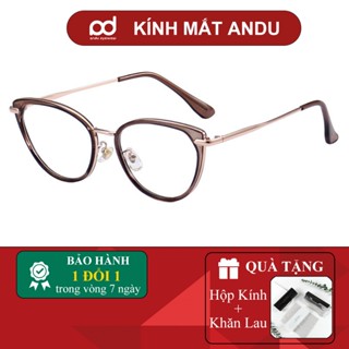 Gọng kính cận thời trang nữ ANDU EYEWEAR dáng mắt mèo chống tia UV chất liệu kim loại cao cấp 1022