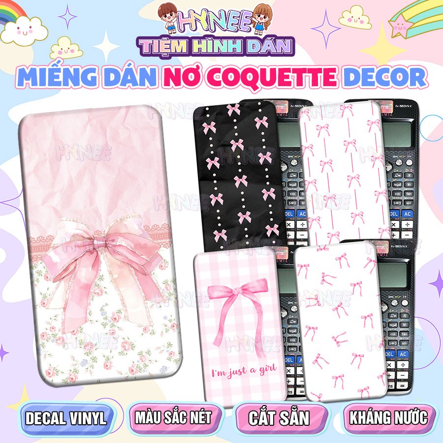 Skin Máy Tính Casio Hình Nơ Coquette - Sticker Coquette Miếng Dán Máy Tính Khoa Học Casio 580 - Vina