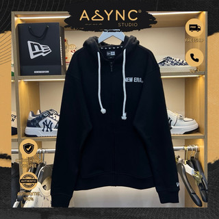 (Auth) Áo Khoác Hoodie Khóa Kéo Zip New Era Màu Đen Basic Logo Thêu CODE: 13546533 | Async Studio