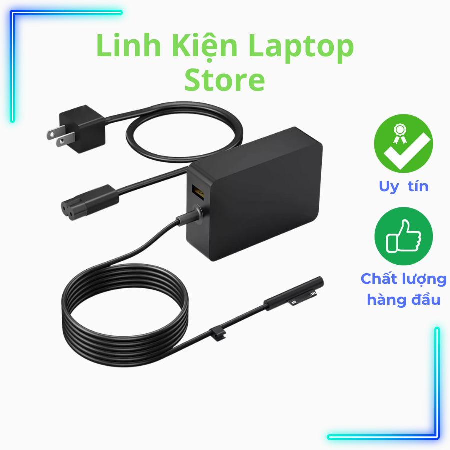 Sạc Microsoft Surface Pro 3 4 5 6 7 8 X, Surface Go 1 2, Surface Laptop 1 2 3, Surface Book - Adapte