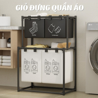  Giỏ Đựng Quần Áo 4 Ngăn Đa Năng Giỏ Phân Loại Quần Áo Giặt Khung Thép Cacbon Chống Gỉ GreenHome 