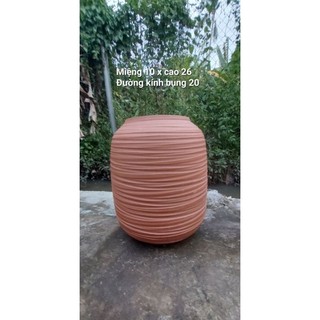 Chậu đất nung - chậu dáng bình tròn cắt rối (kích thước trên ảnh)