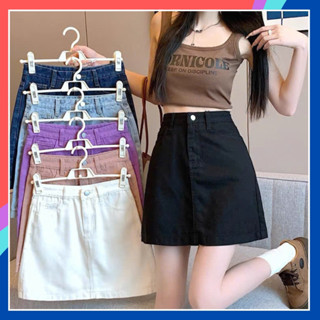 Chân váy jean bò nữ ngắn dáng chữ A 2 lớp Chân váy kaki jean có túi cạp cao tôn dáng dễ phối đồ phù hợp đi dạo phố CV65