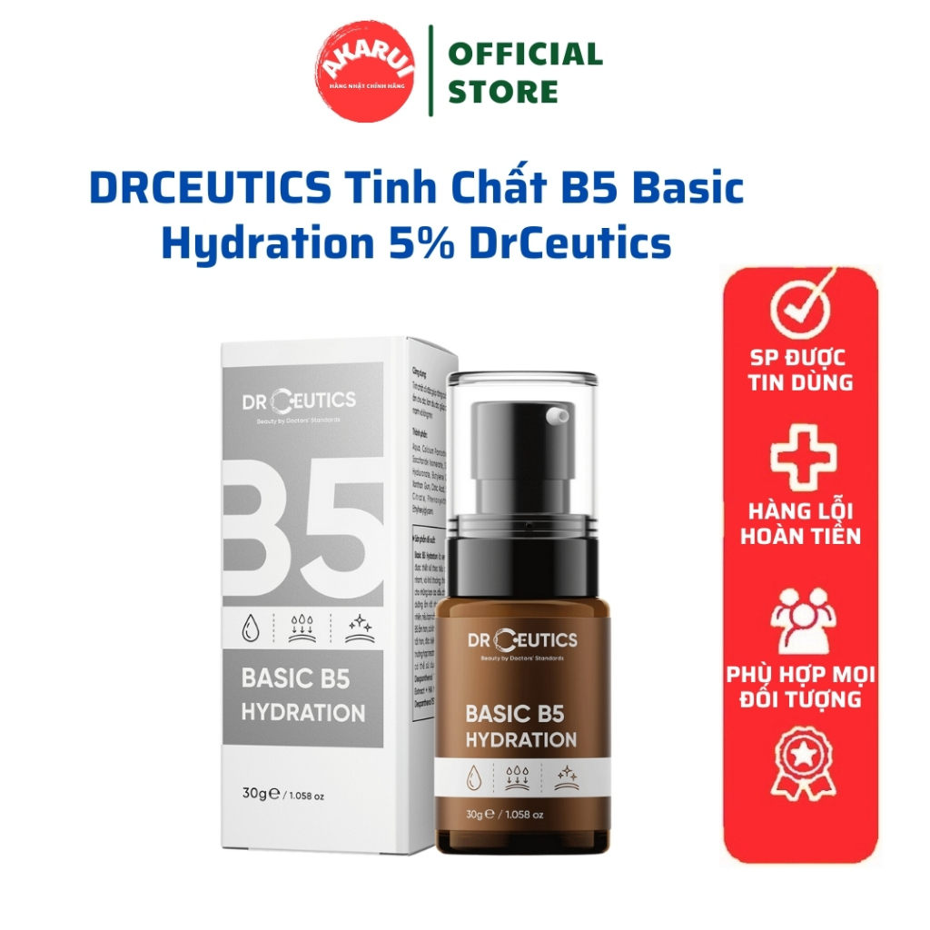 DRCEUTICS Tinh Chất B5 Basic Hydration 5% DrCeutics Cho Da Dầu Mụn