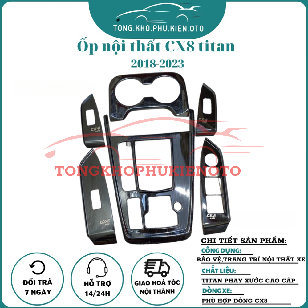 Ốp nội thất xe Mazda CX8, CX-8 hàng chuẩn theo xe - có titan, vân đá, vân carbon, ốp củ cần số CX8