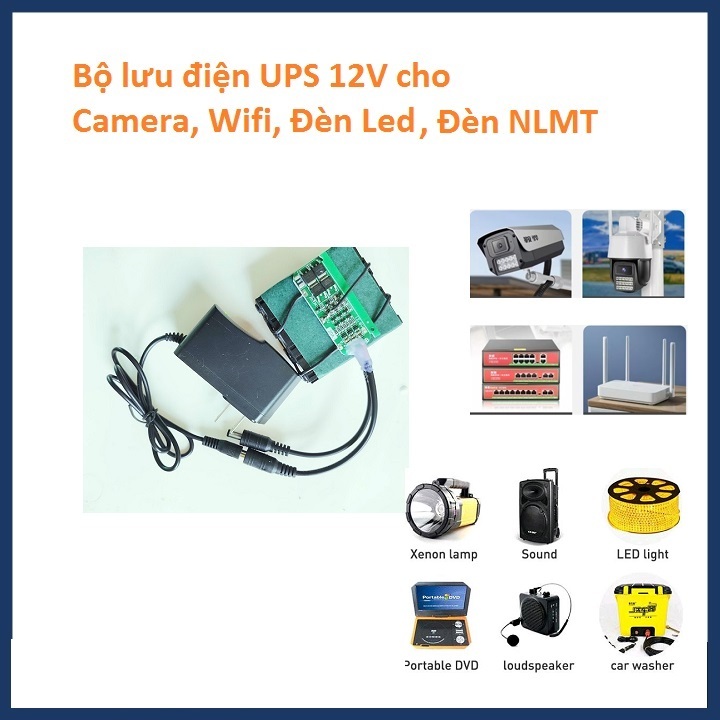 Bộ lưu điện DUNG LƯỢNG CAO dành cho Wifi Camera - UPS 12V chạy wifi được 5-12 giờ